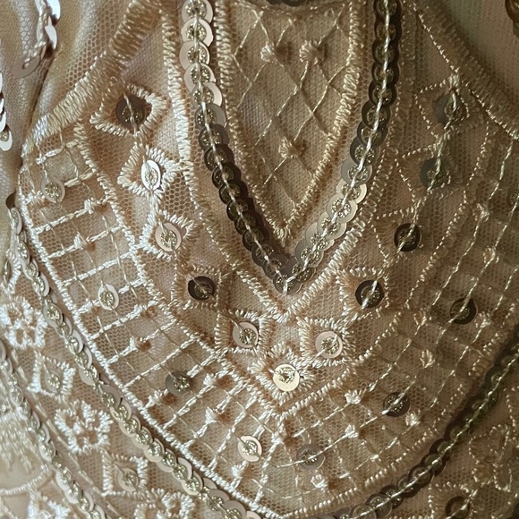 Tadashi Shoji Off-the-Shoulder Sequined Embroidered Dress - Picture 6 of 6